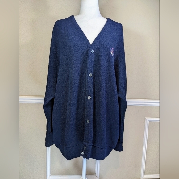 Izod Navy Cardigan Button Down Sweater - Picture 2 of 6